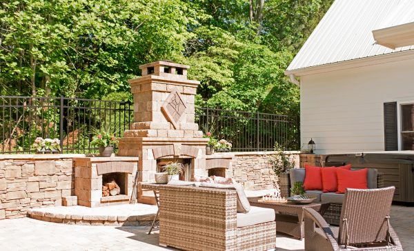 Outdoor, Stone Fireplace